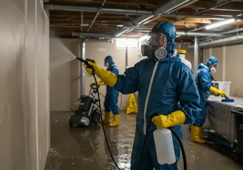 Basement Sanitization and Antimicrobial Treatment process in Plainsboro Center, NJ